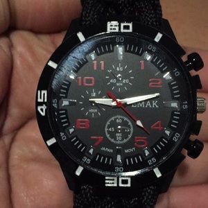 Blue w/red-wht/Celsius temp/compass survival-watch